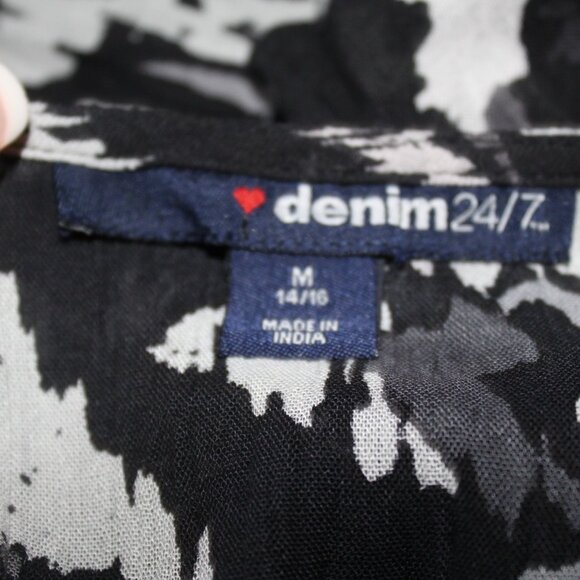 Denim 24/7 Women's Short Sleeve Maxi Black Grays M 14/16 NWT's - Picture 9 of 10